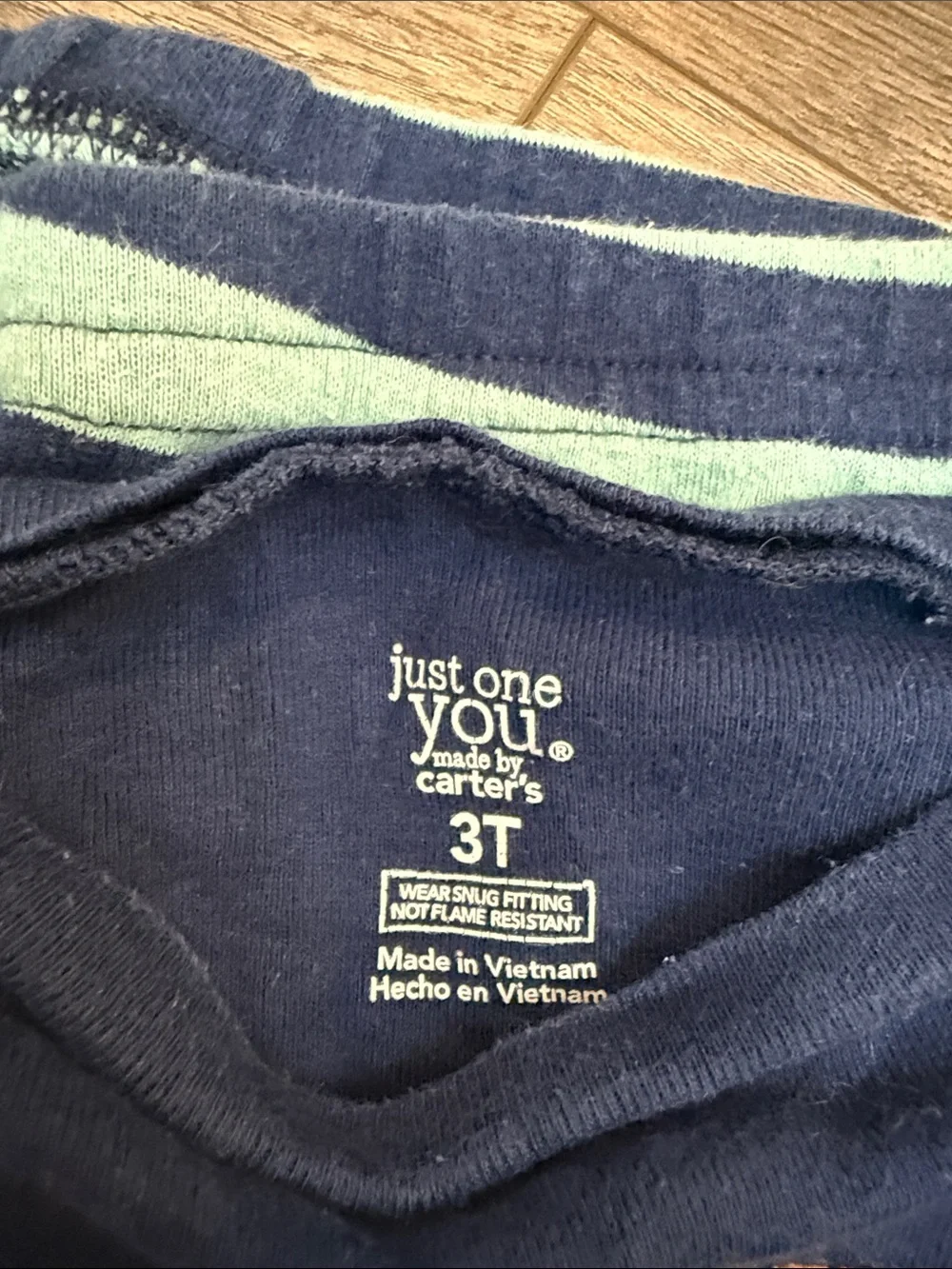 Just One You Navy Moose Appliqué Pajama Set with Striped Pants
